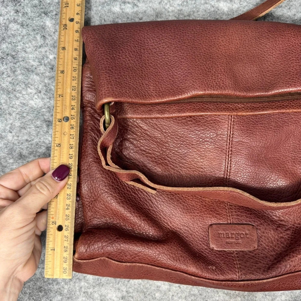 Margot Crossbody Foldover Handbag Brown Leather Convertible Hobo Boho Minimalist